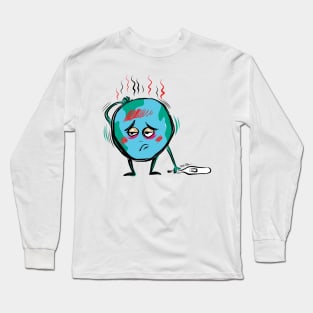 Cartoon Illustration of a sick world Long Sleeve T-Shirt